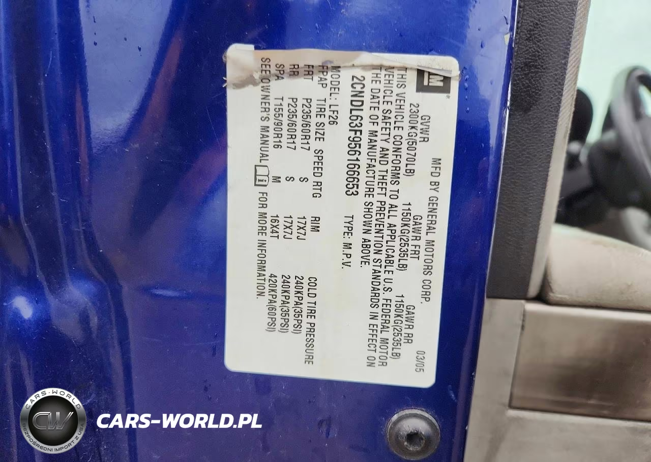 2005 Chevrolet Equinox Lt VIN:2CNDL63F956166653 - 12