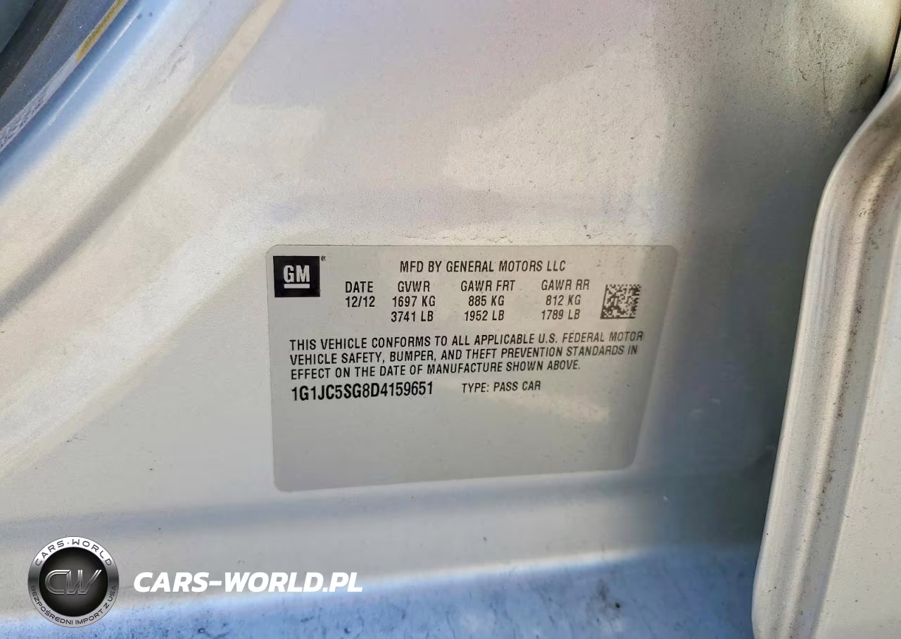 2013 Chevrolet Sonic Lt VIN:1G1JC5SG8D4159651 - 12