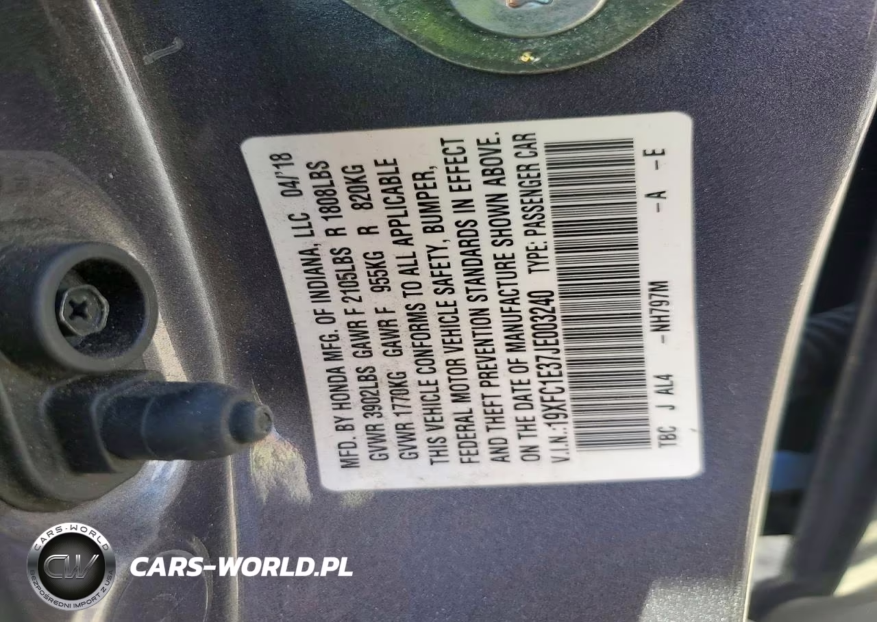 2018 Honda Civic Ex VIN:19XFC1E37JE003240 - 12