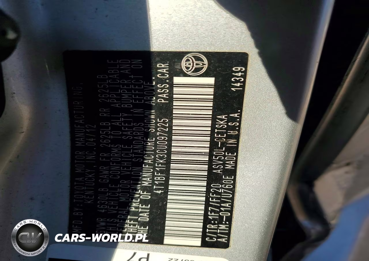 2012 Toyota Camry Se VIN:4T1BF1FK3CU097225 - 13