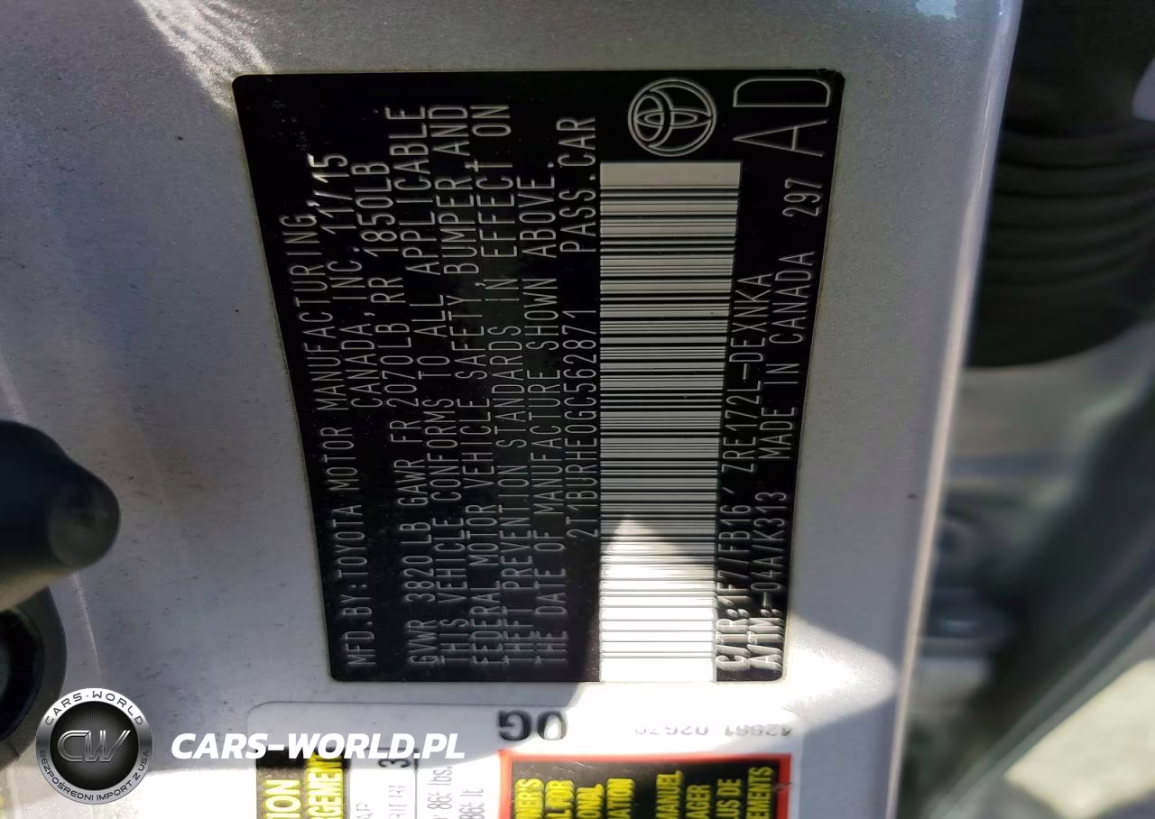 2016 Toyota Corolla Le VIN:2T1BURHE0GC562871 - 13