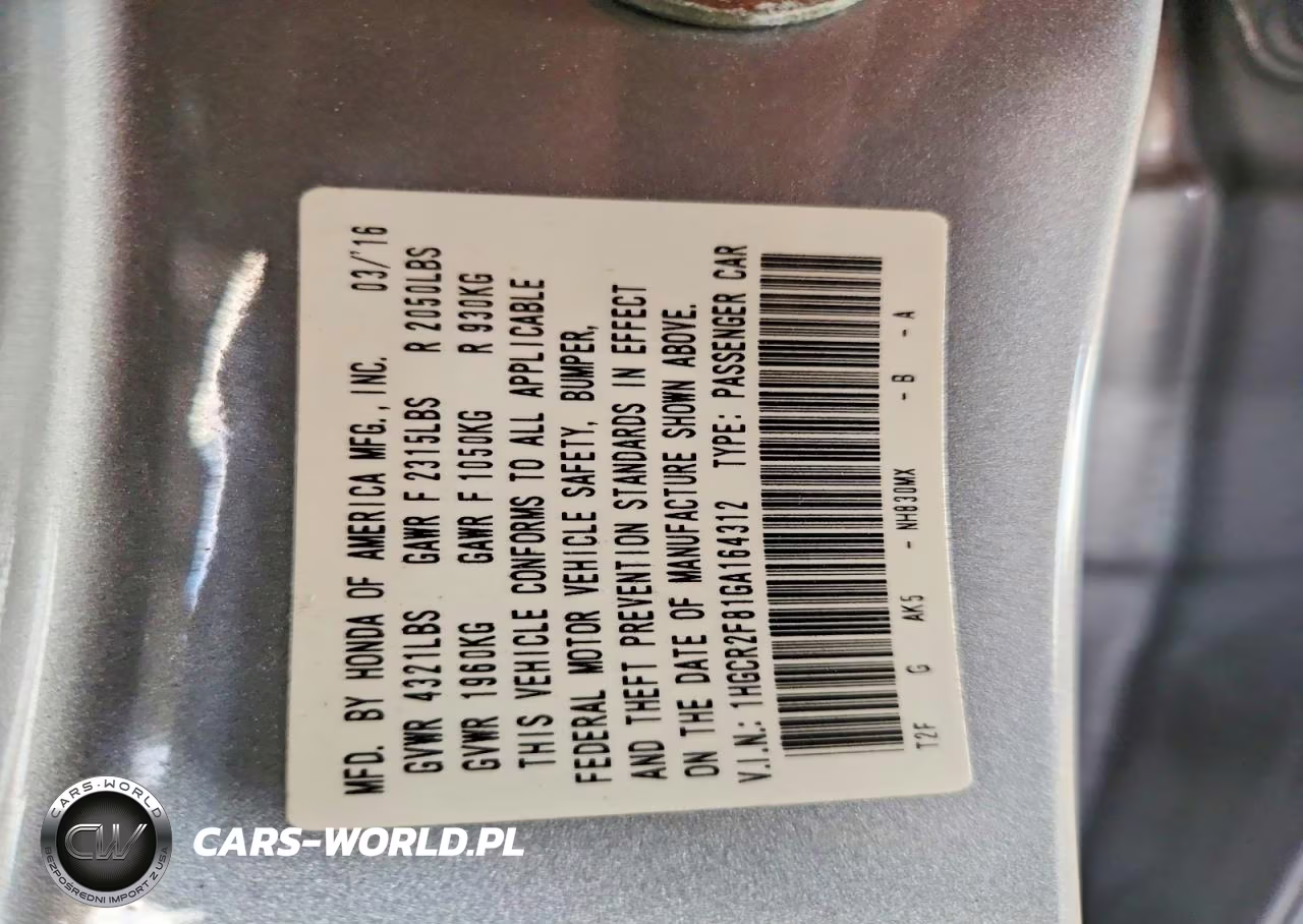 2016 Honda Accord Exl VIN:1HGCR2F81GA164312 - 12