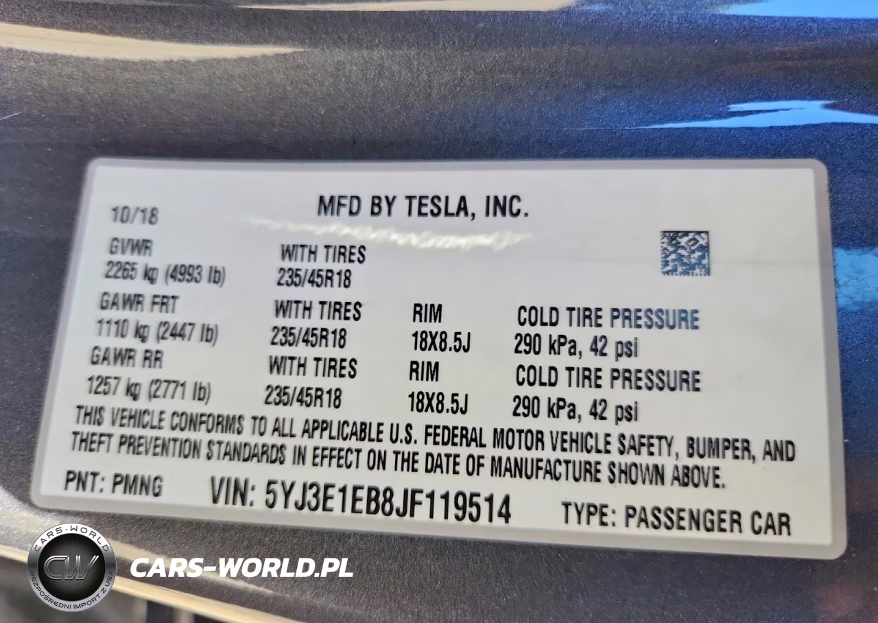 2018 Tesla Model 3 VIN:5YJ3E1EB8JF119514 - 12