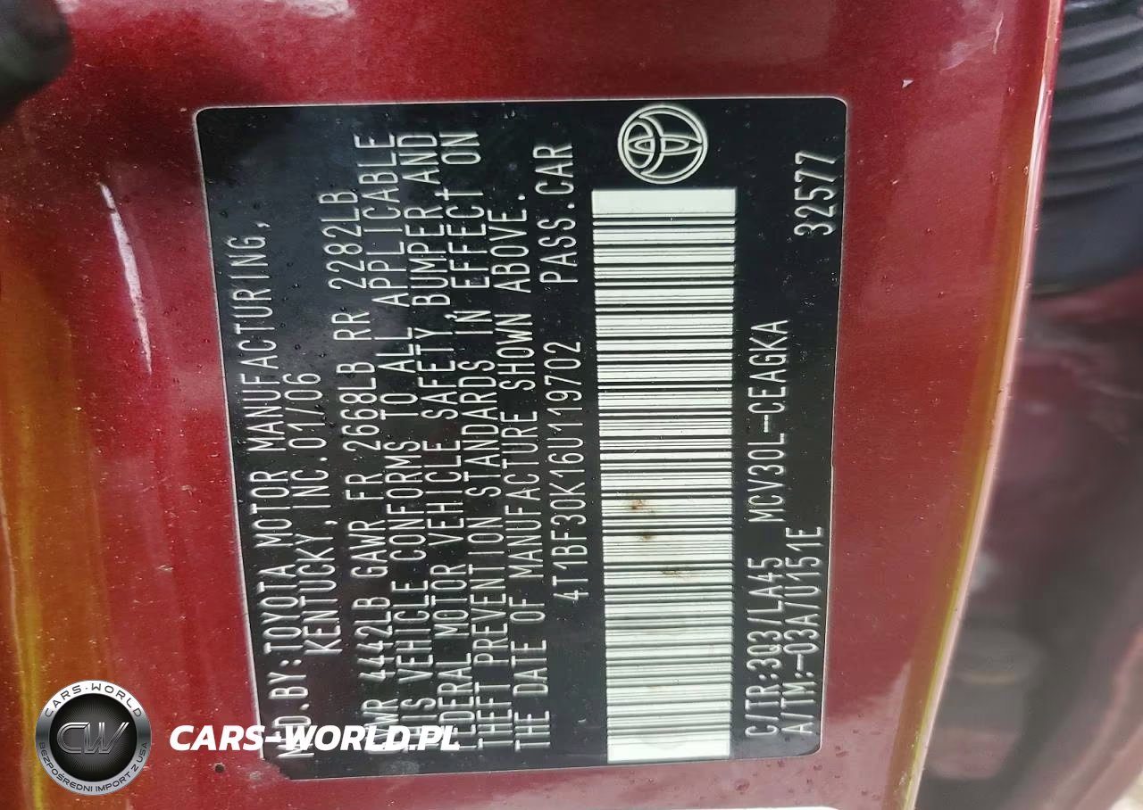 2006 Toyota Camry Xle V6 VIN:4T1BF30K16U119702 - 12