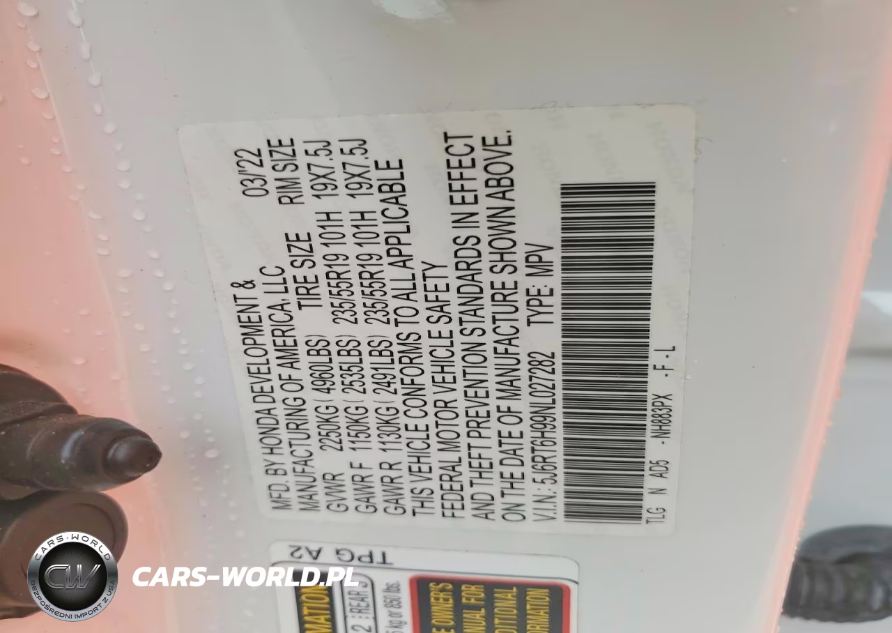 2022 Honda Cr-V Touring VIN:5J6RT6H99NL027282 - 13