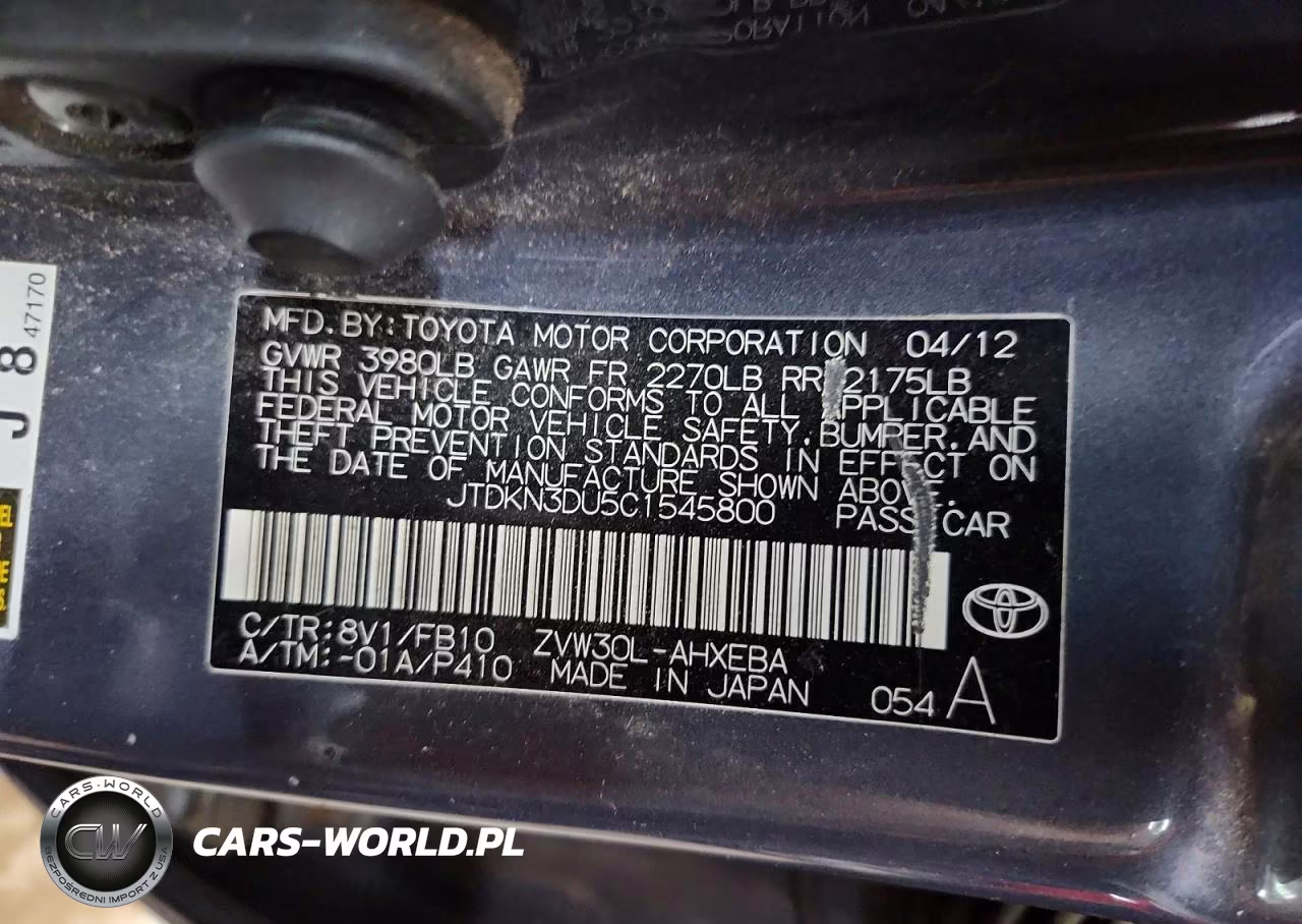 2012 Toyota Prius Two VIN:JTDKN3DU5C1545800 - 12