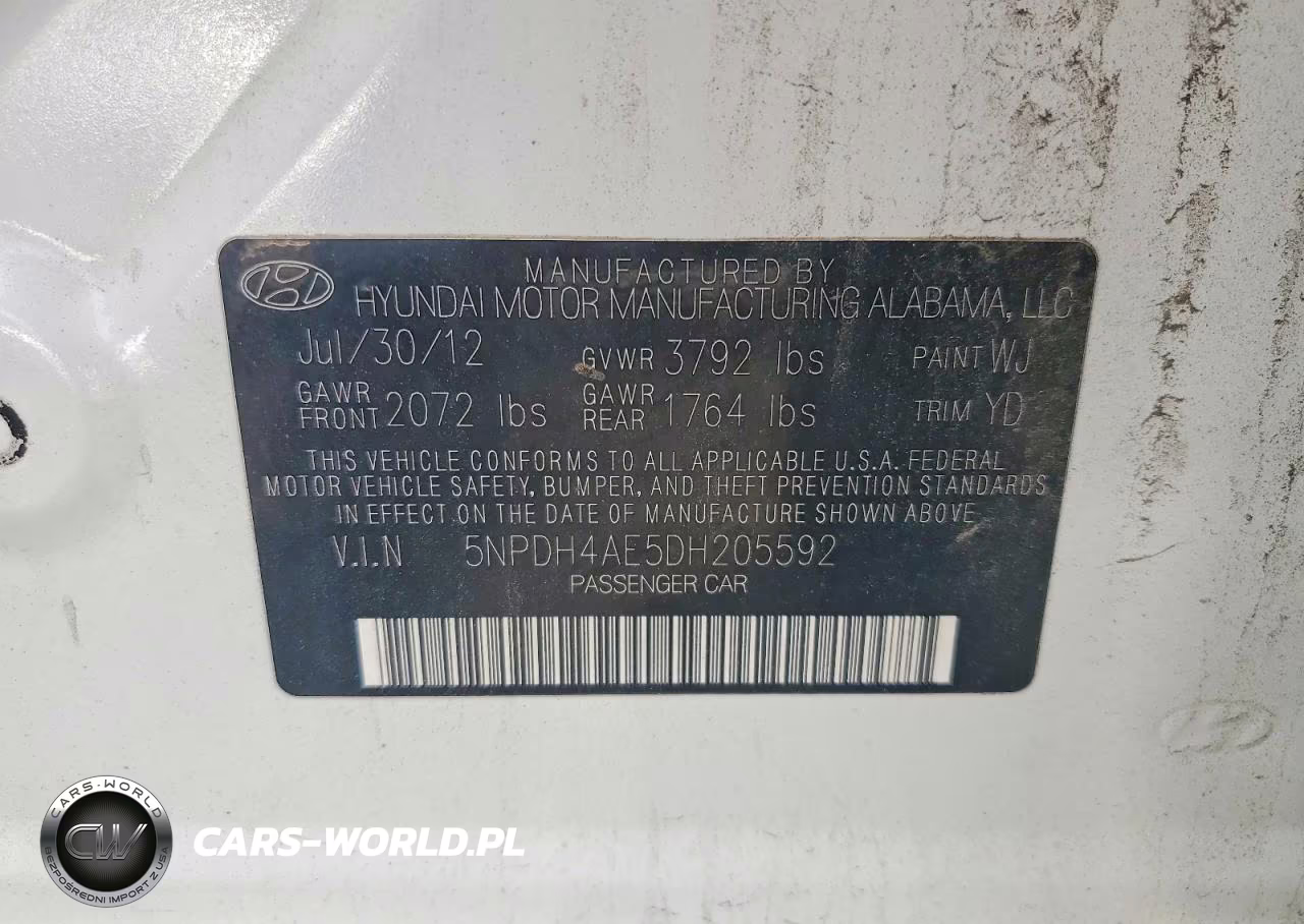 2013 Hyundai Elantra Gls VIN:5NPDH4AE5DH205592 - 12