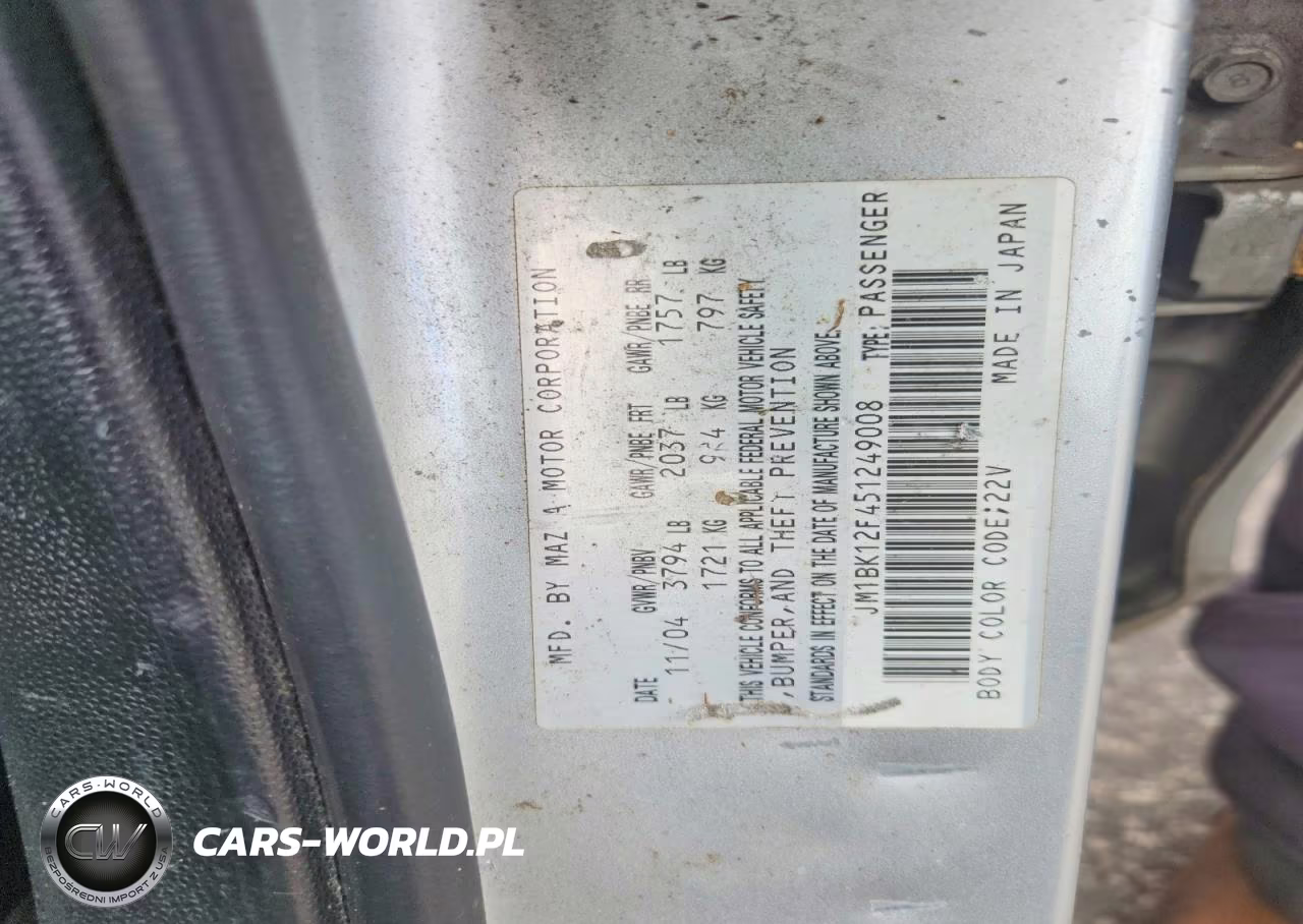 2005 Mazda 3 I VIN:JM1BK12F451249008 - 12