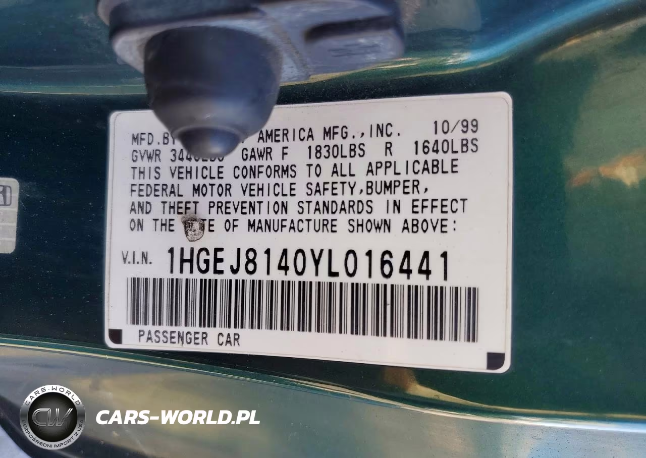 2000 Honda Civic Ex VIN:1HGEJ8140YL016441 - 12