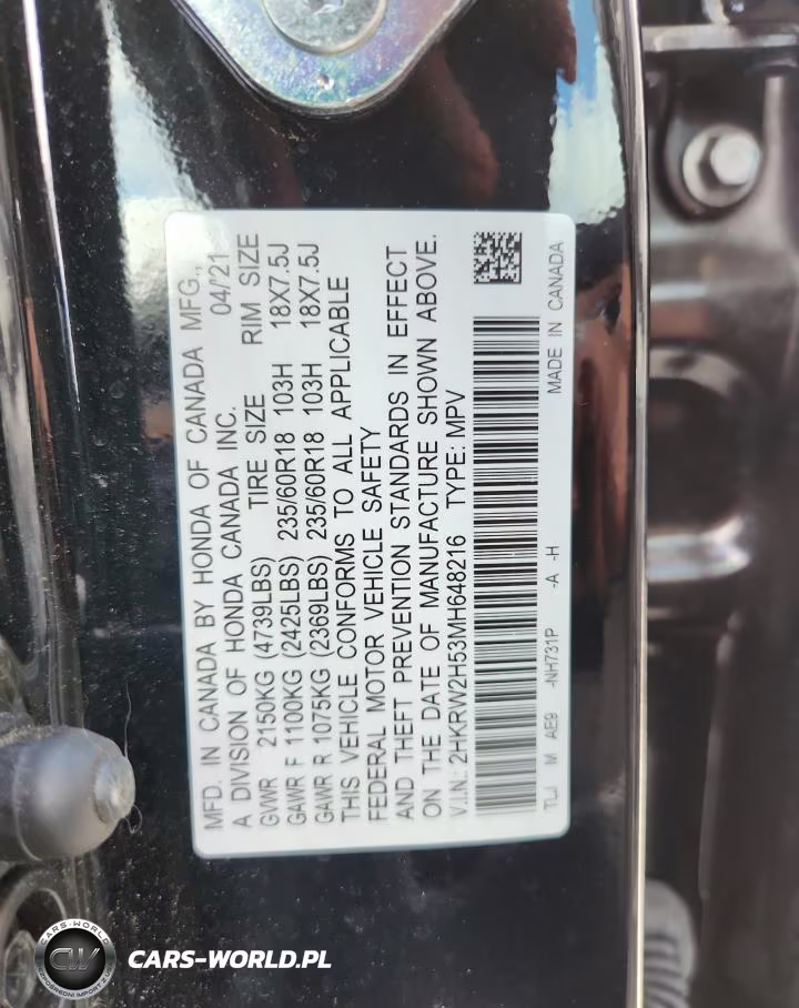 2021 Honda Cr-V Ex VIN:2HKRW2H53MH648216 - 14