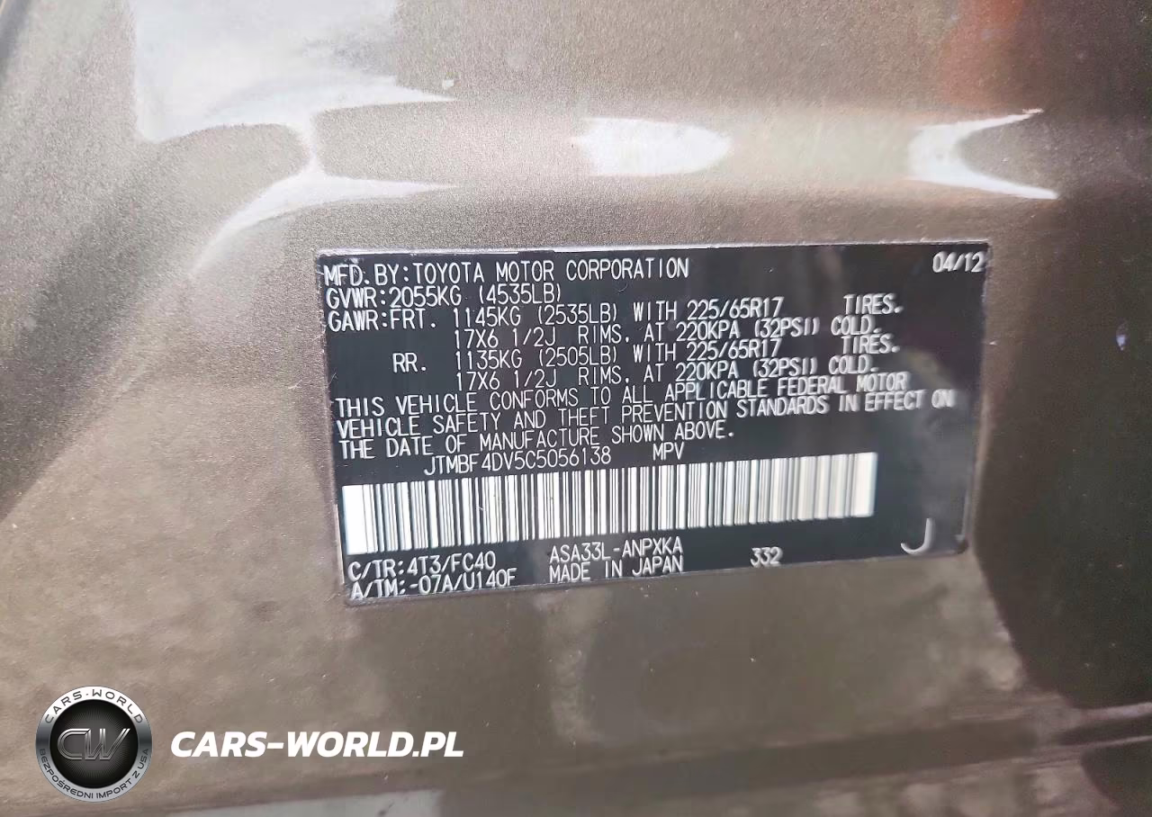2012 Toyota Rav4 Base VIN:JTMBF4DV5C5056138 - 13