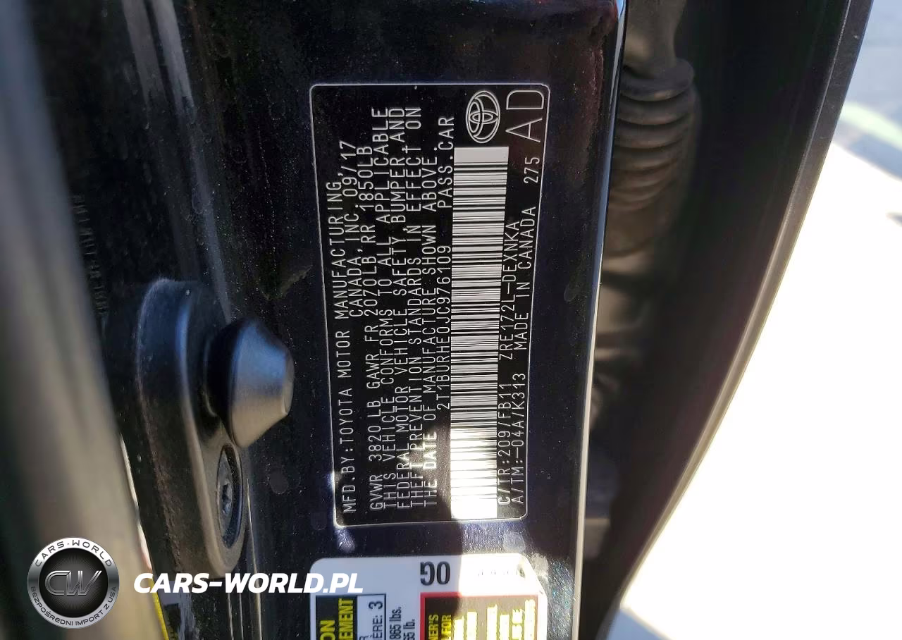 2018 Toyota Corolla Le VIN:2T1BURHE0JC976109 - 12