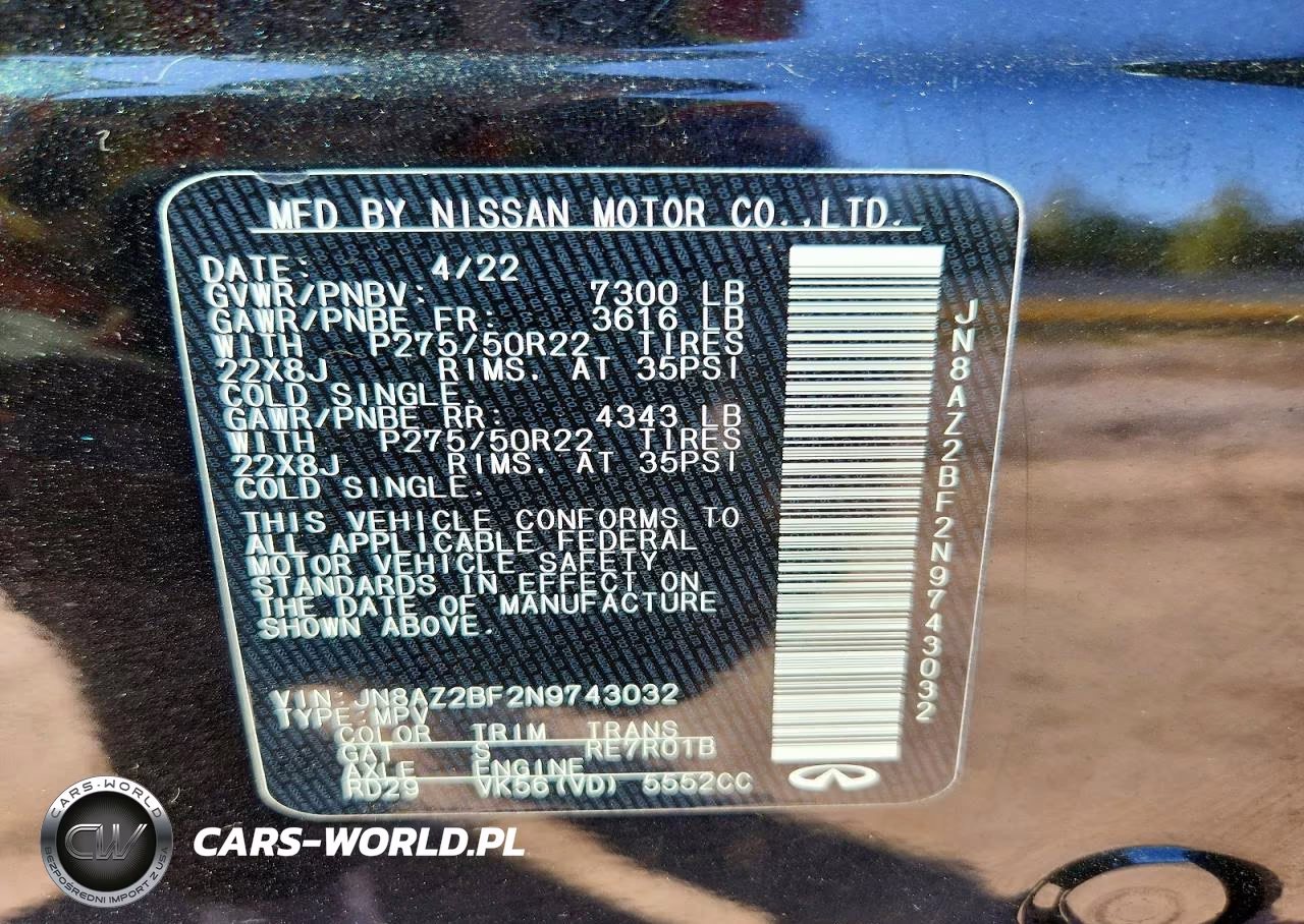 2022 Infiniti Qx80 Sensory VIN:JN8AZ2BF2N9743032 - 13
