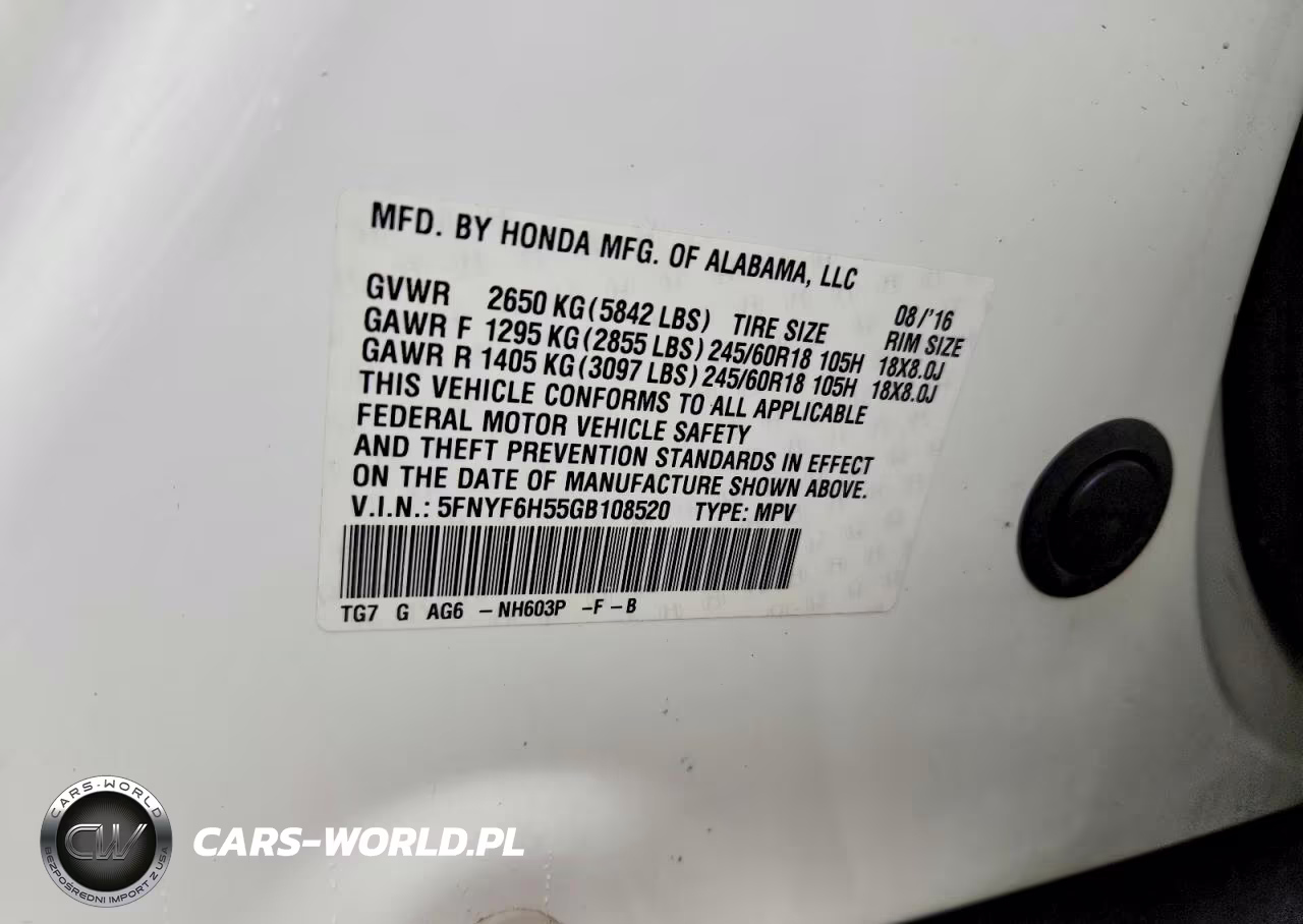 2016 Honda Pilot Exl VIN:5FNYF6H55GB108520 - 12