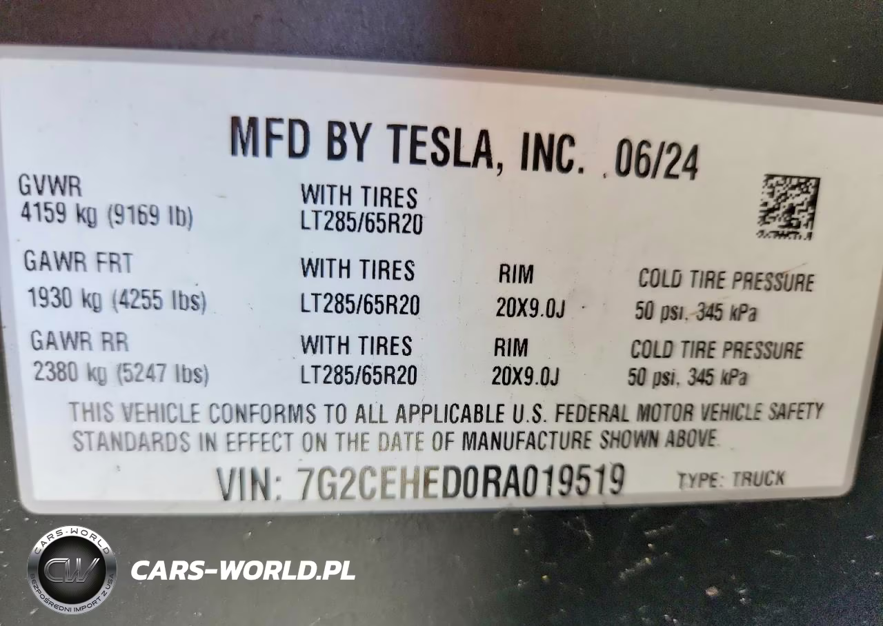 2024 Tesla Cybertruck VIN:7G2CEHED0RA019519 - 12