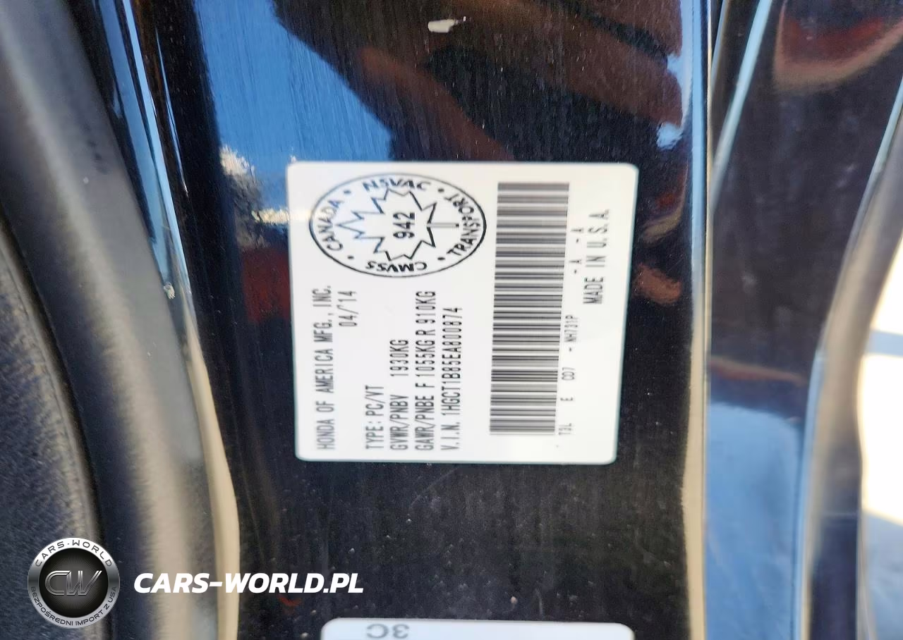 2014 Honda Accord Exl VIN:1HGCT1B85EA800874 - 12