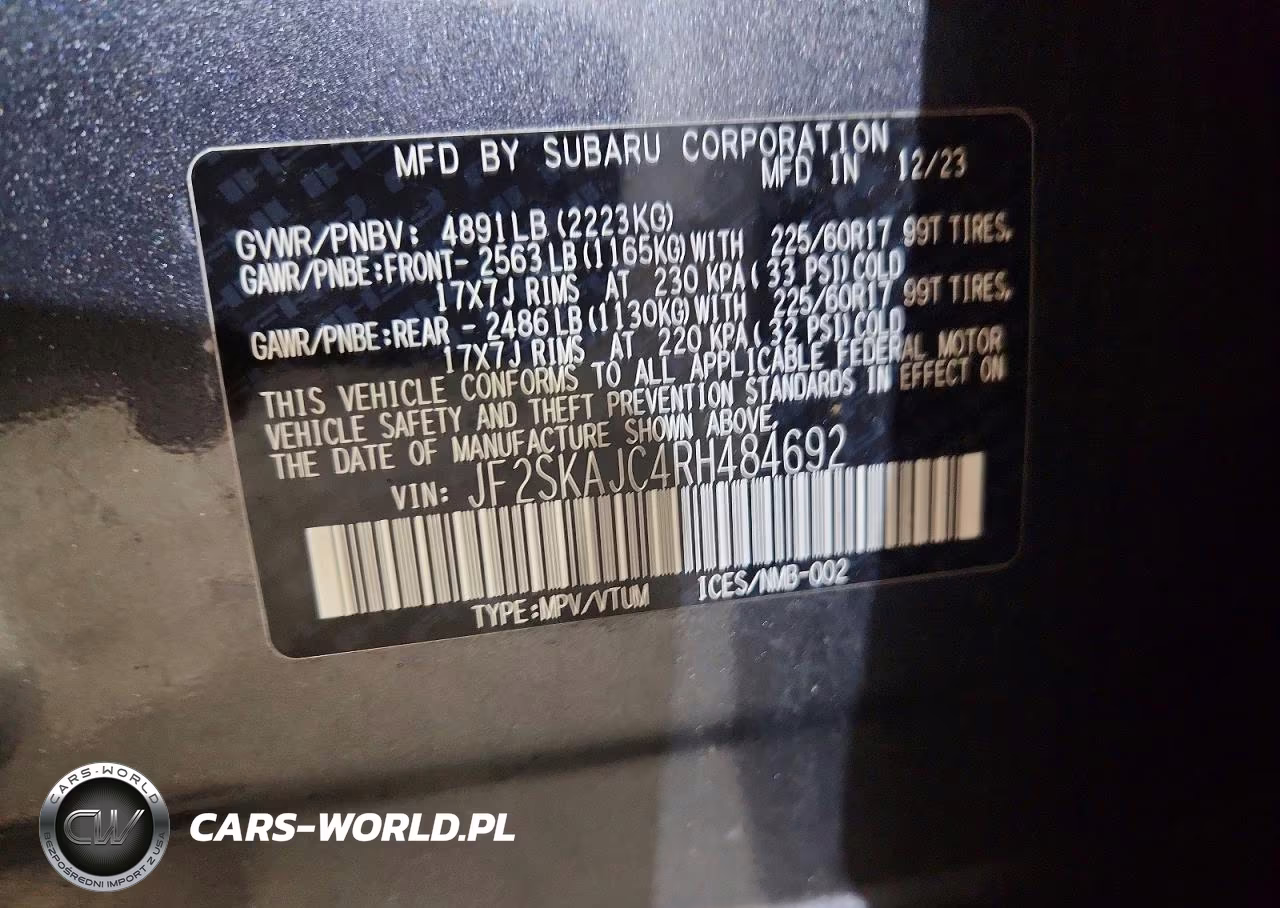 2024 Subaru Forester Wilderness VIN:JF2SKAJC4RH484692 - 13
