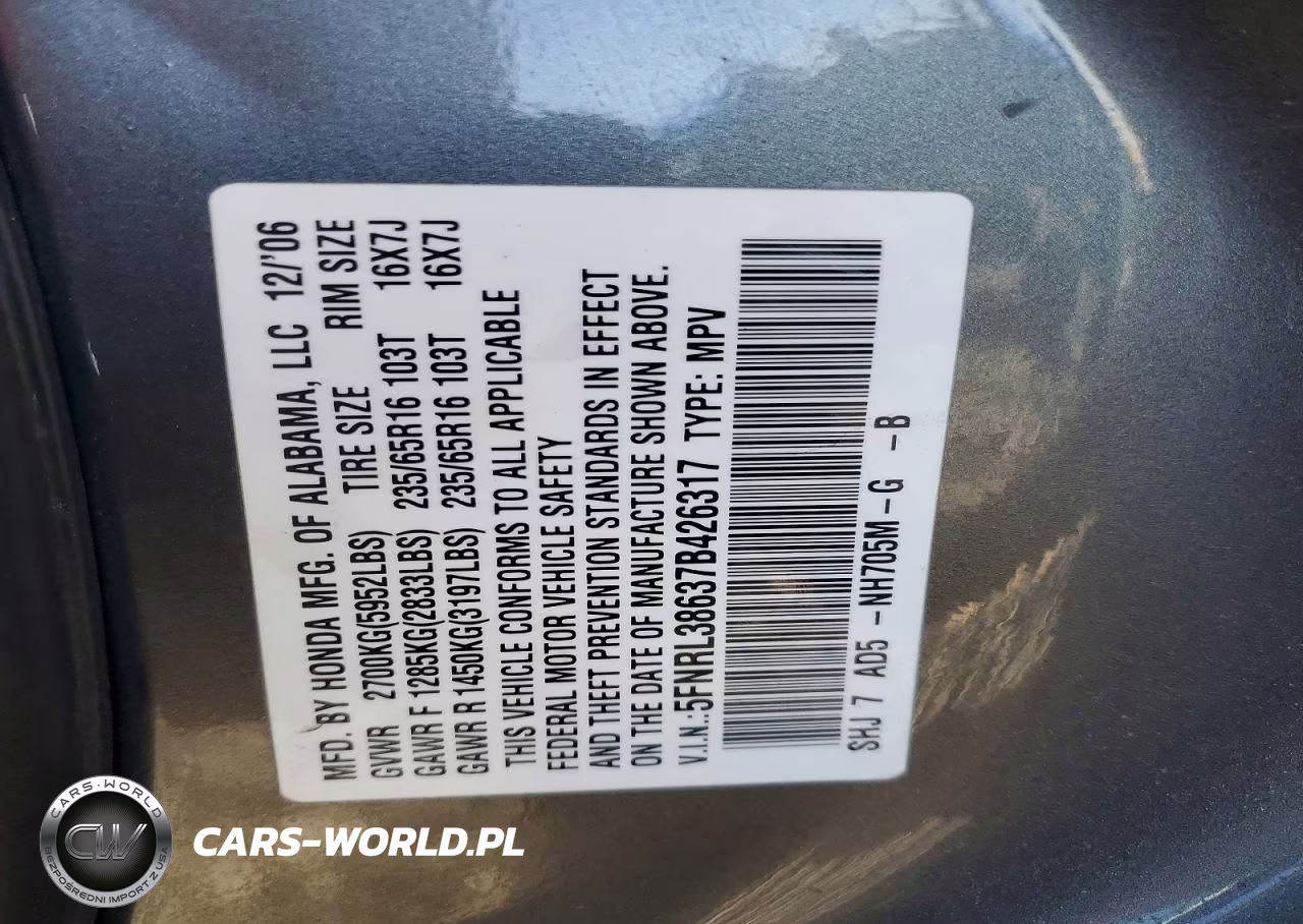 2007 Honda Odyssey Exl VIN:5FNRL38637B426317 - 13