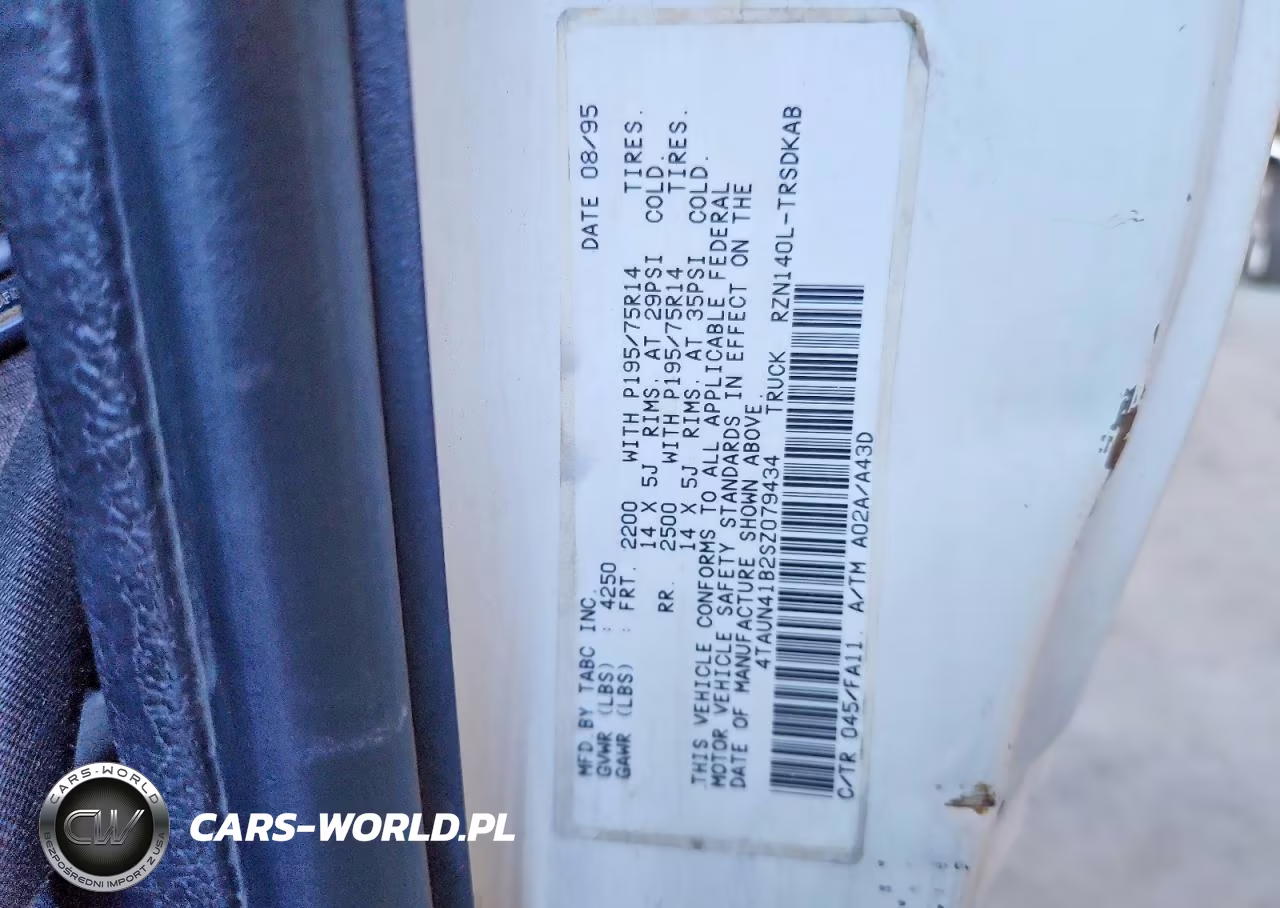 1995 Toyota Tacoma Base VIN:4TAUN41B2SZ079434 - 12