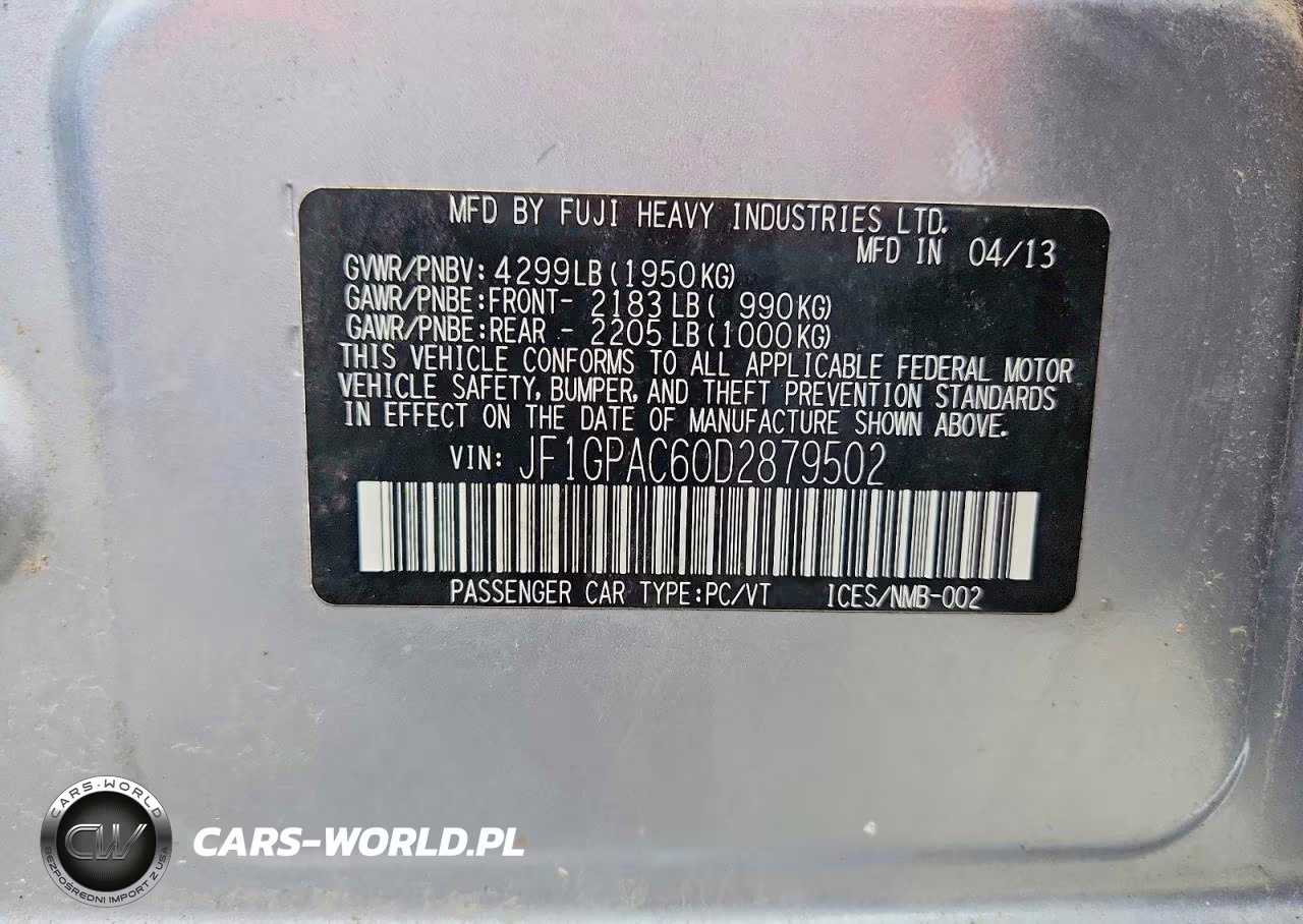 2013 Subaru Impreza Premium VIN:JF1GPAC60D2879502 - 12