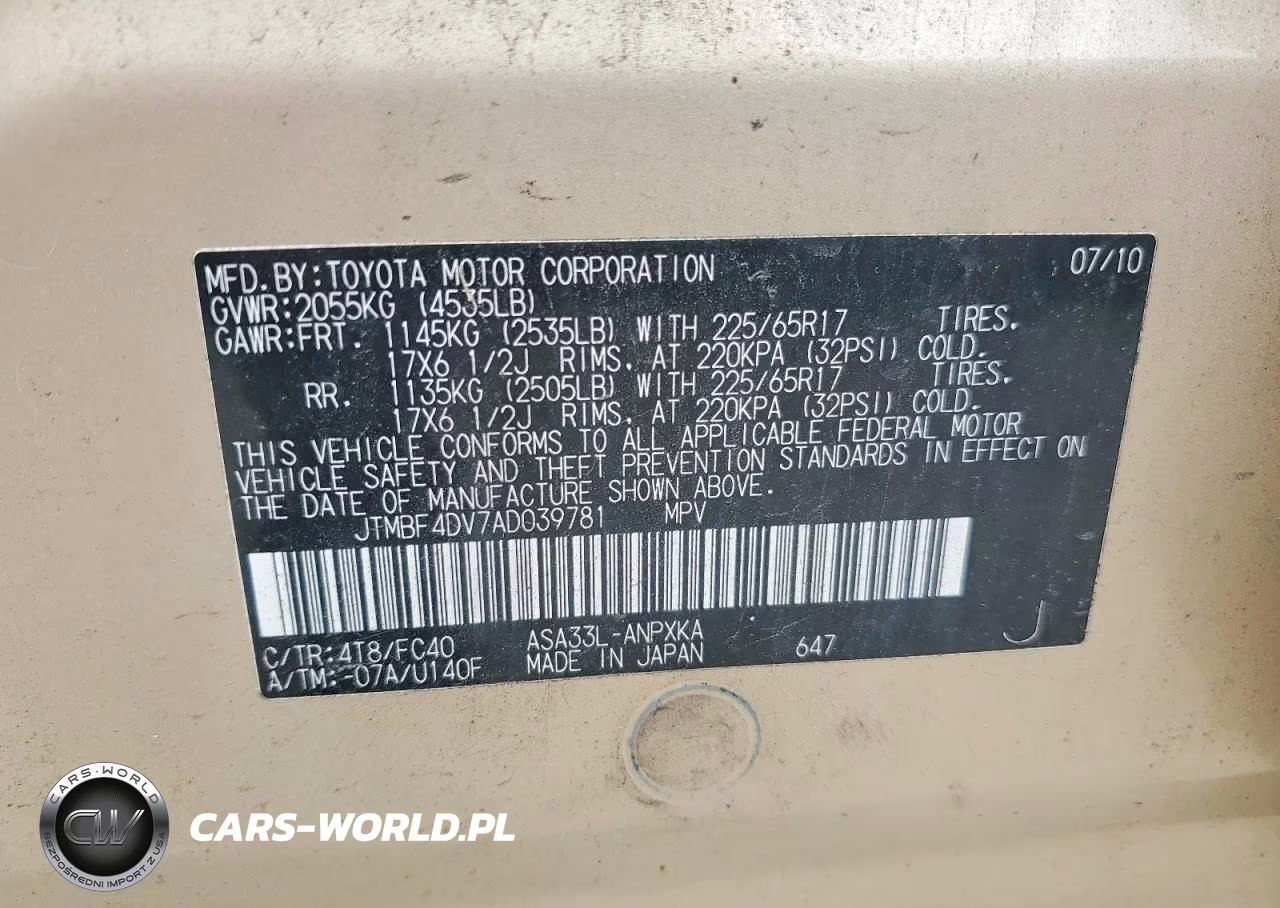 2010 Toyota Rav4 Base VIN:JTMBF4DV7AD039781 - 13