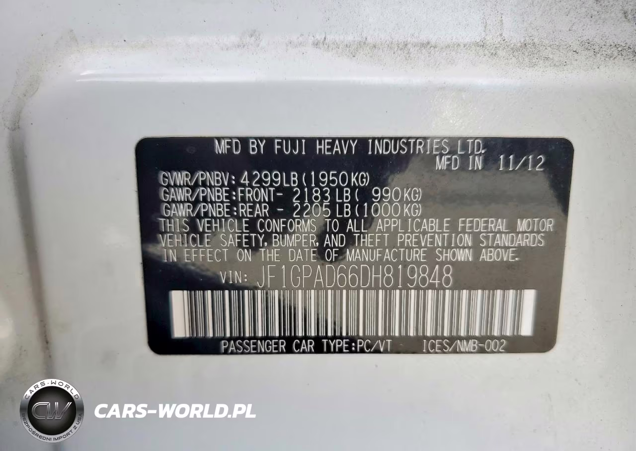 2013 Subaru Impreza Premium VIN:JF1GPAD66DH819848 - 12