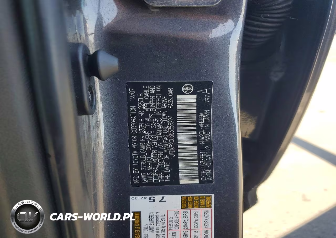 2008 Toyota Prius Base VIN:JTDKB20U383355224 - 12