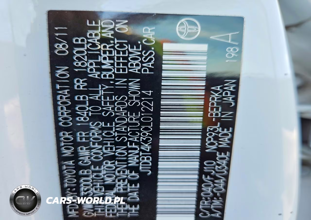 2012 Toyota Yaris Fleet VIN:JTDBT4K39CL012214 - 12