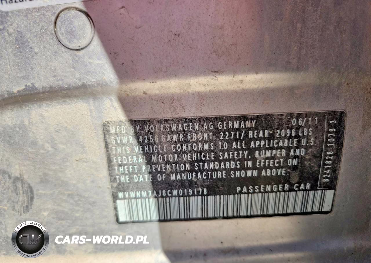 2012 Volkswagen Golf VIN:WVWNM7AJ8CW019178 - 13