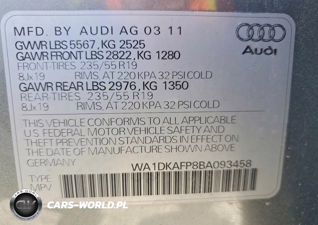 2011 Audi Q5 Premium Plus VIN:WA1DKAFP8BA093458 - 13