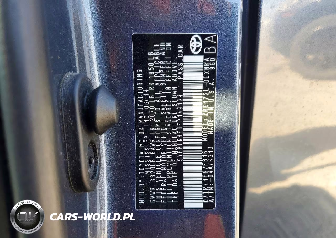 2014 Toyota Corolla Le Plus VIN:5YFBURHE9EP149134 - 12