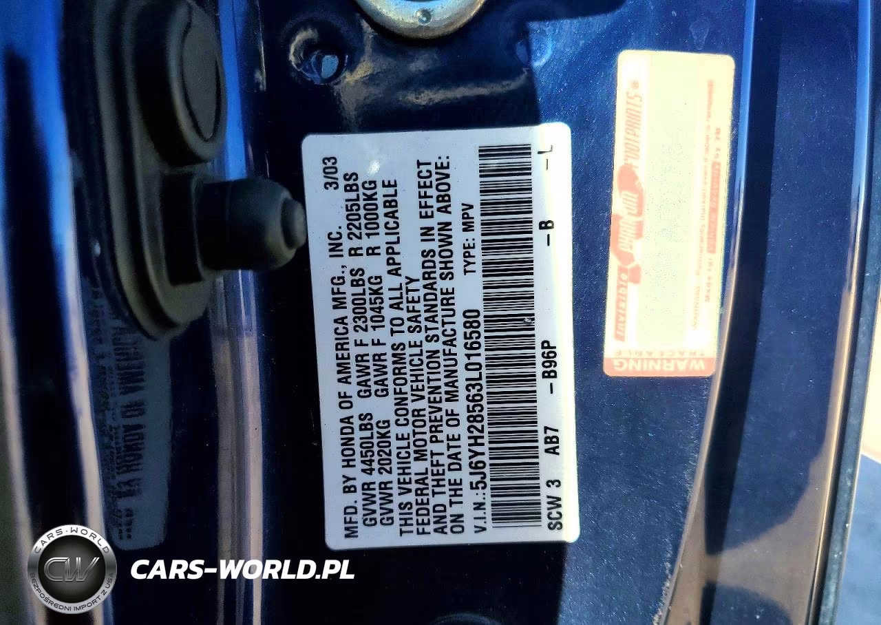 2003 Honda Element Ex VIN:5J6YH28563L016580 - 13