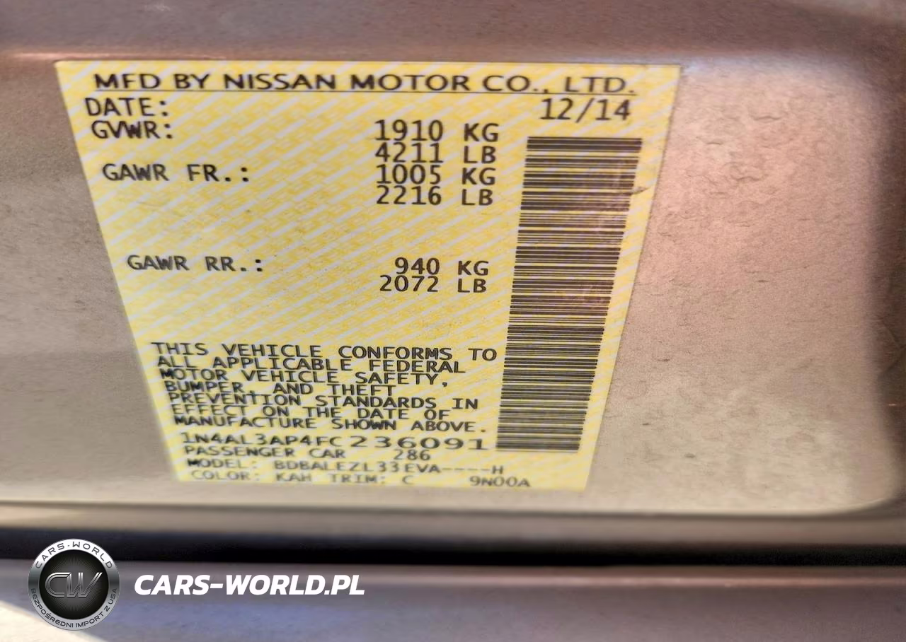 2015 Nissan Altima 2.5 S VIN:1N4AL3AP4FC236091 - 12