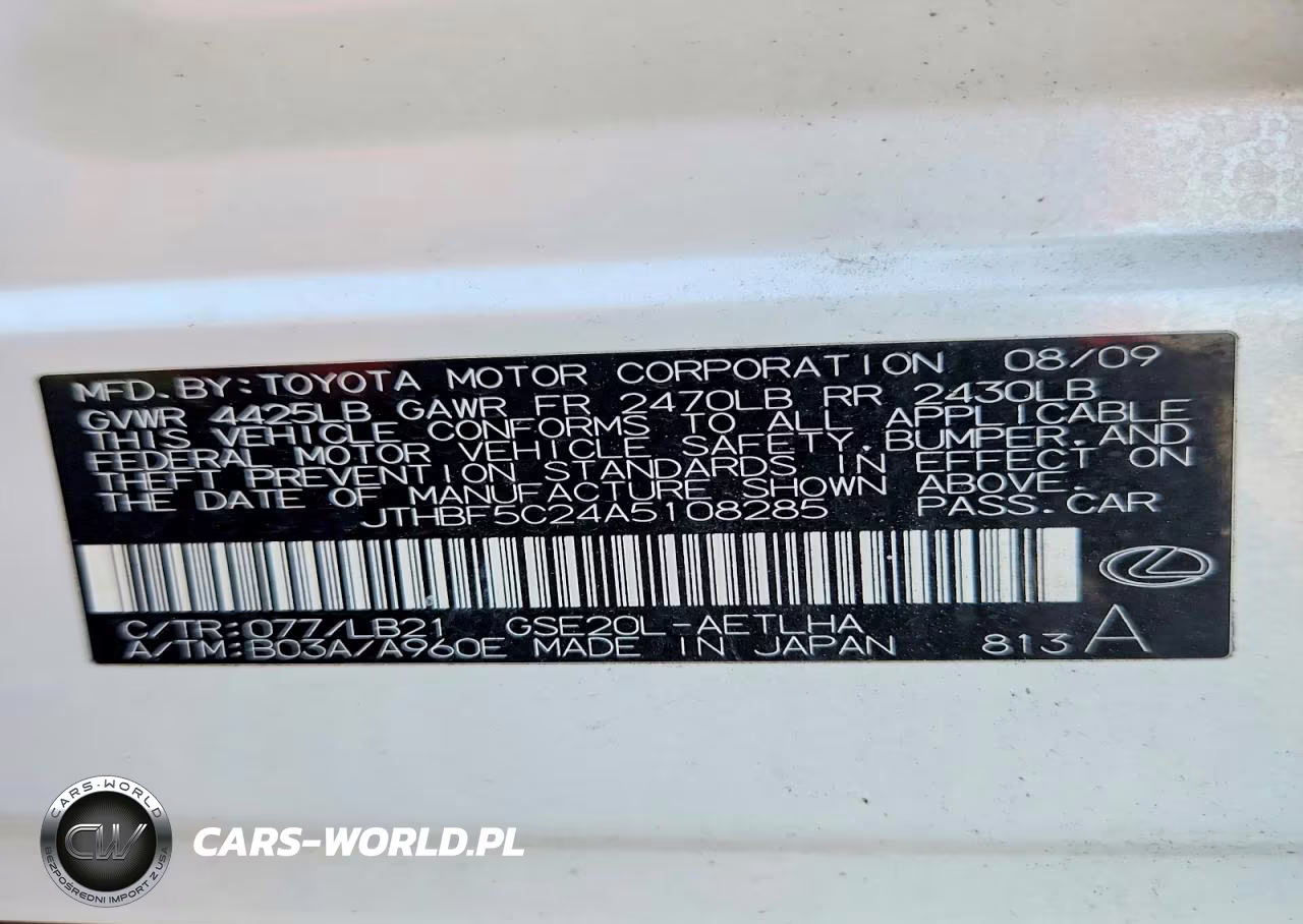 2010 Lexus Is 250 Base VIN:JTHBF5C24A5108285 - 12