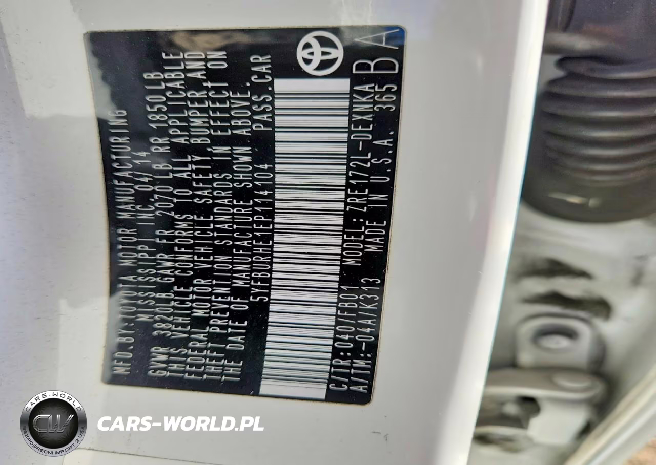 2014 Toyota Corolla Le Plus VIN:5YFBURHE1EP114104 - 12