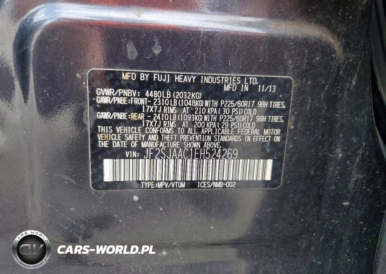 2014 Subaru Forester 2.5I VIN:JF2SJAAC1EH524269 - 12