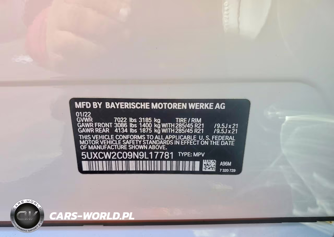 2022 BMW X7 xDrive40I VIN:5UXCW2C09N9L17781 - 14
