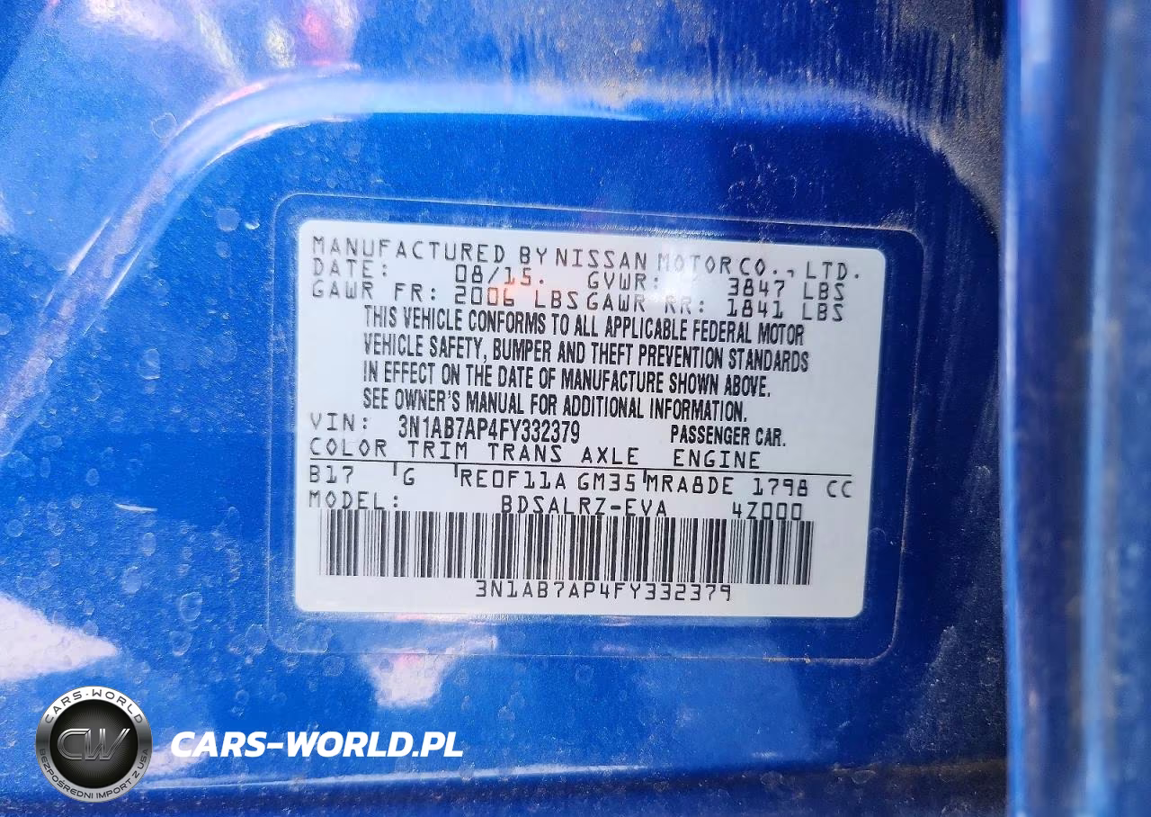 2015 Nissan Sentra Sr VIN:3N1AB7AP4FY332379 - 12