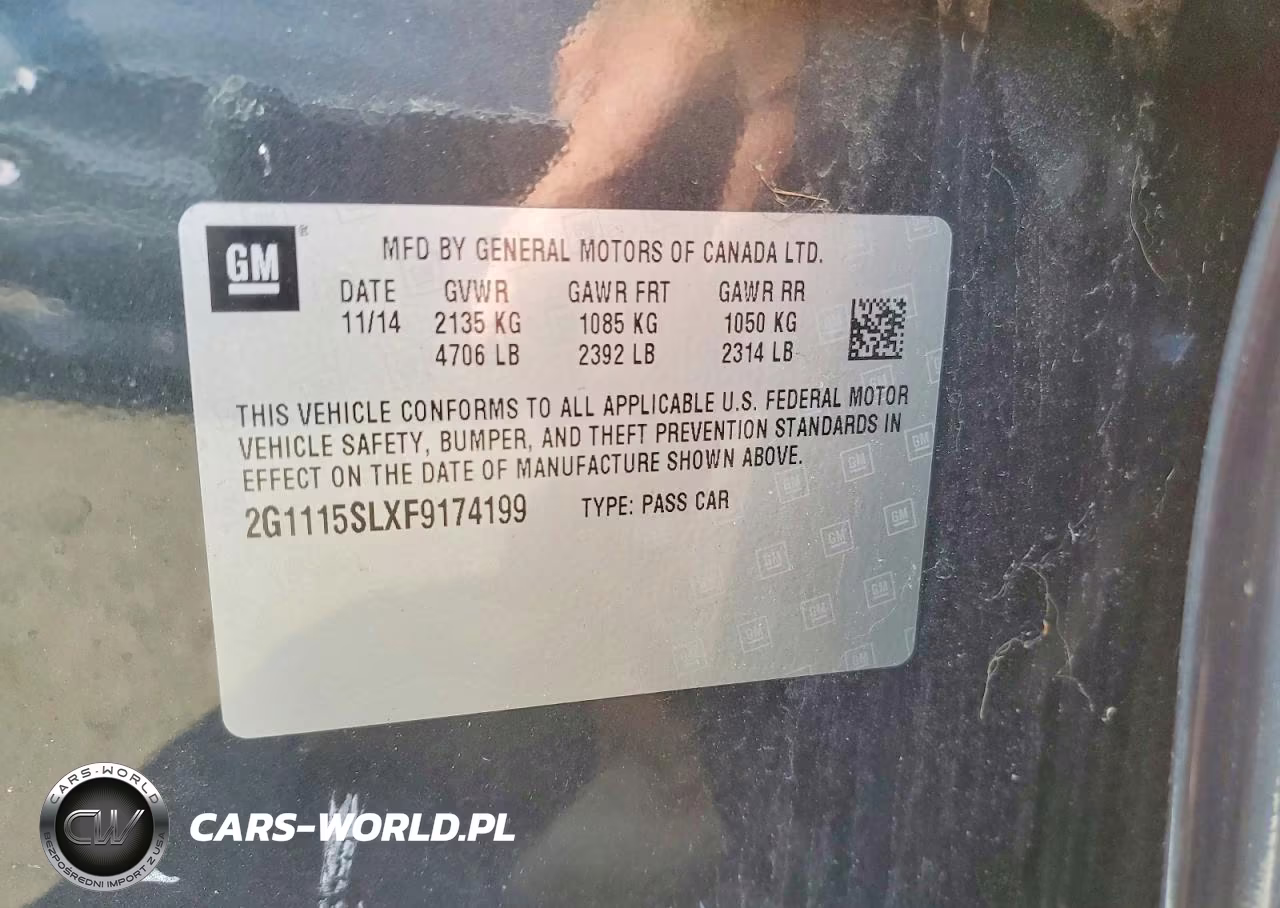 2015 Chevrolet Impala Lt VIN:2G1115SLXF9174199 - 12