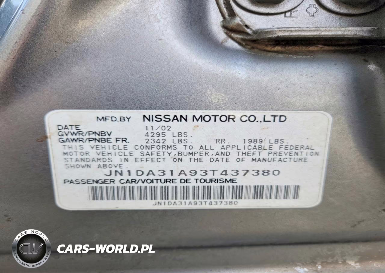 2003 Nissan Maxima Gxe VIN:JN1DA31A93T437380 - 12