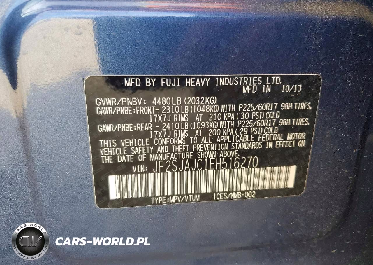 2014 Subaru Forester 2.5I Limited VIN:JF2SJAJC1EH516270 - 14