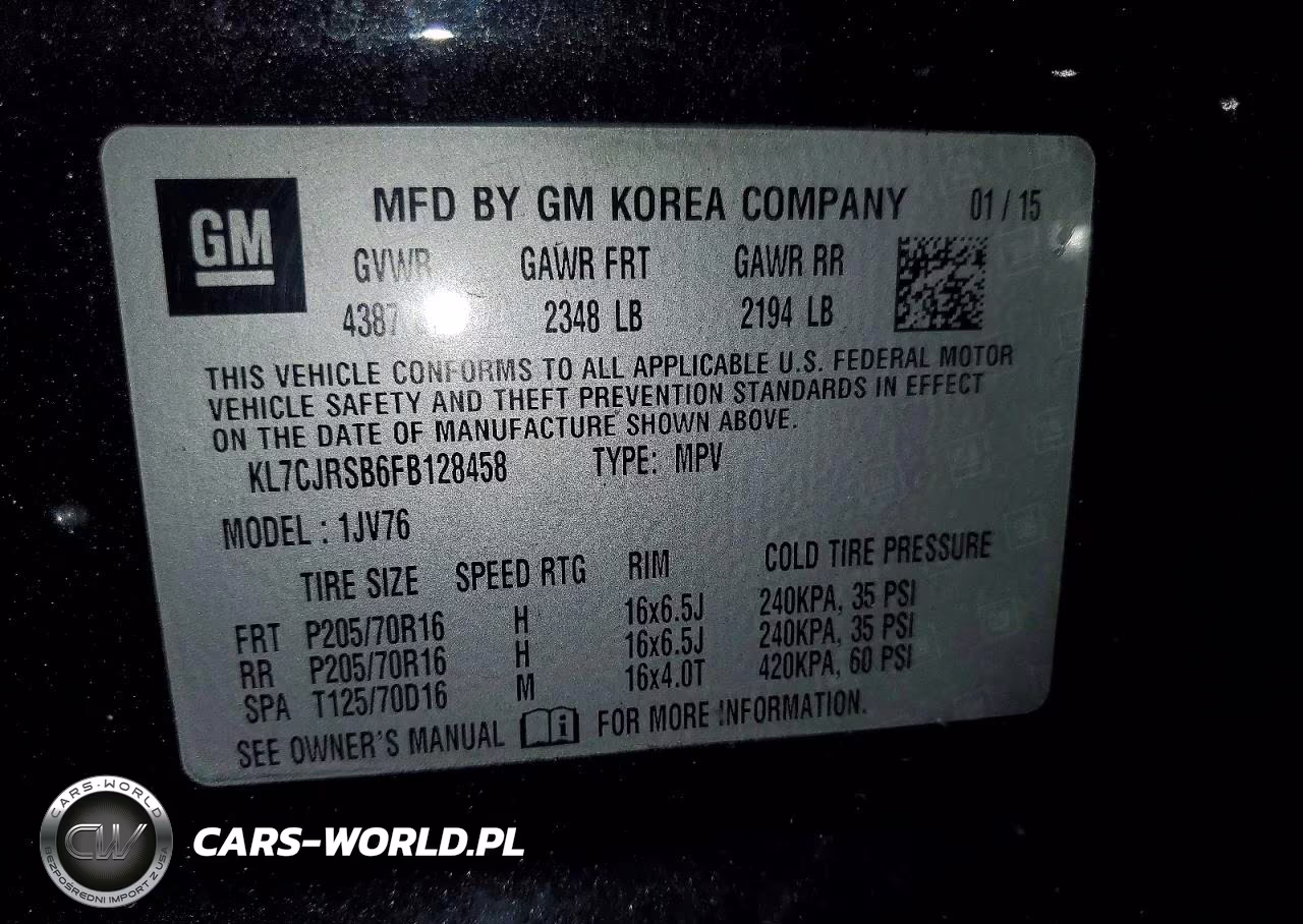 2015 Chevrolet Trax 1Lt VIN:KL7CJRSB6FB128458 - 12