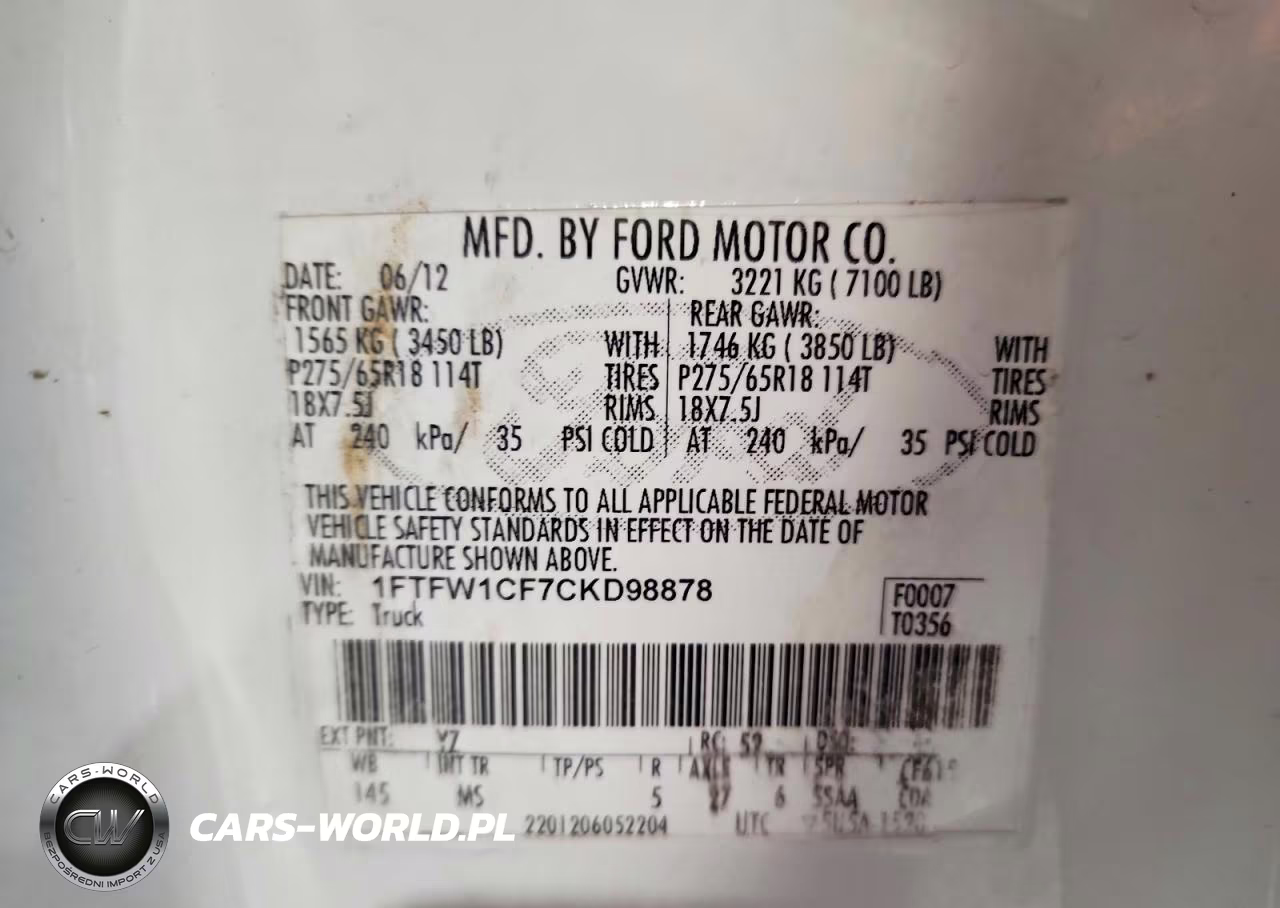 2012 Ford F150 VIN:1FTFW1CF7CKD98878 - 12