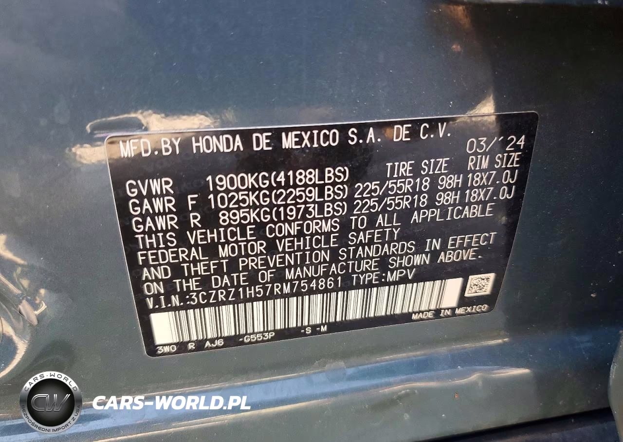 2024 Honda Hr-V Sport VIN:3CZRZ1H57RM754861 - 13