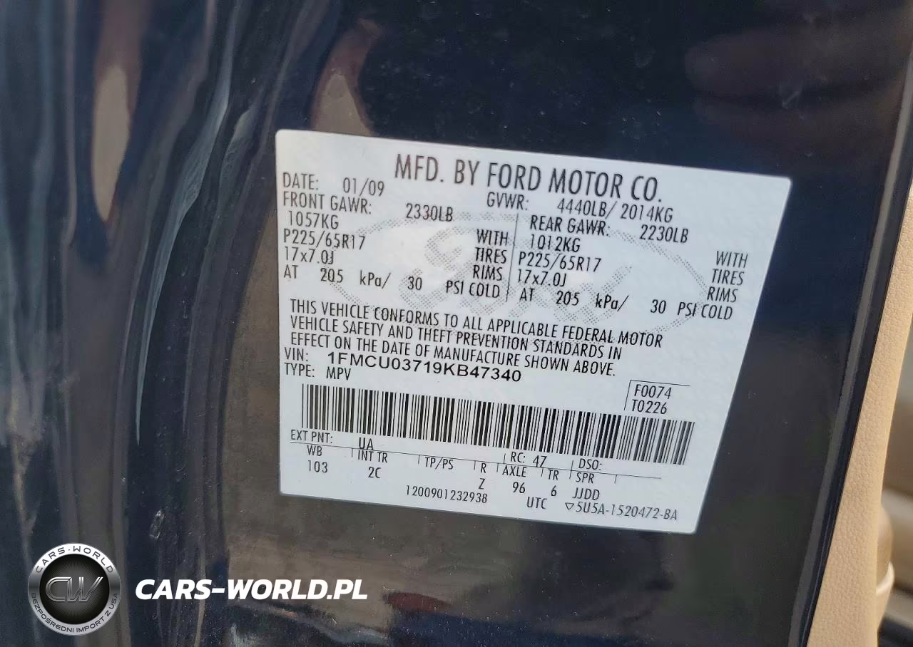 2009 Ford Escape Xlt VIN:1FMCU03719KB47340 - 13