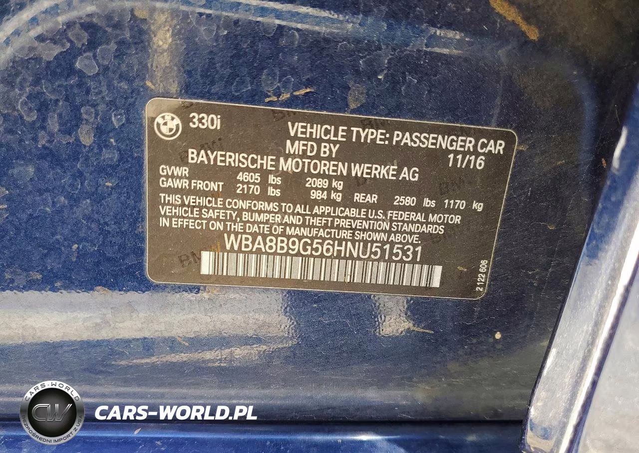 2017 BMW 330 I VIN:WBA8B9G56HNU51531 - 12