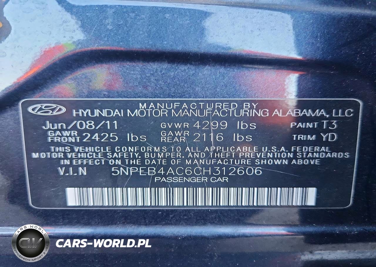 2012 Hyundai Sonata Gls VIN:5NPEB4AC6CH312606 - 12