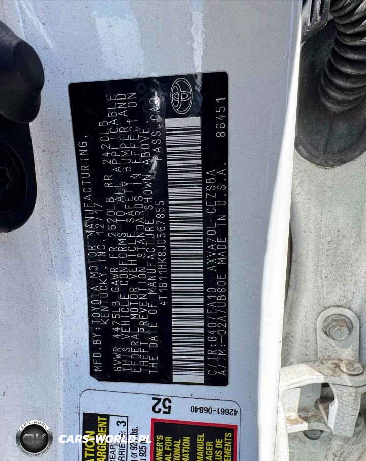 2018 Toyota Camry Se VIN:4T1B11HK8JU567855 - 11