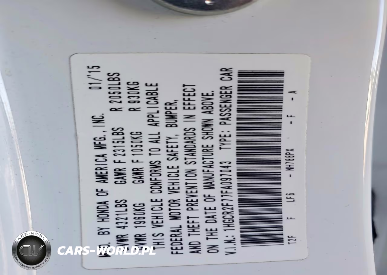 2015 Honda Accord Ex VIN:1HGCR2F77FA097043 - 12