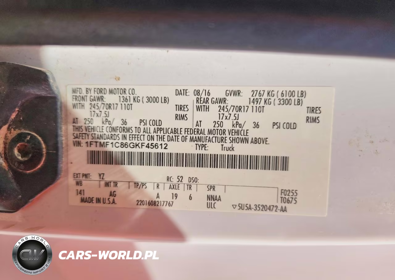 2016 Ford F150 VIN:1FTMF1C86GKF45612 - 12